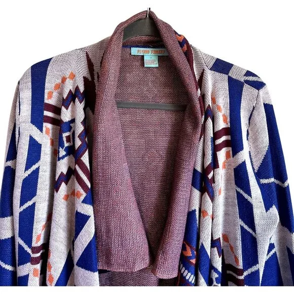 Flying Tomato Southwest Aztec Print Women's Medium Open Front Cardigan Cozy - Picture 2 of 6